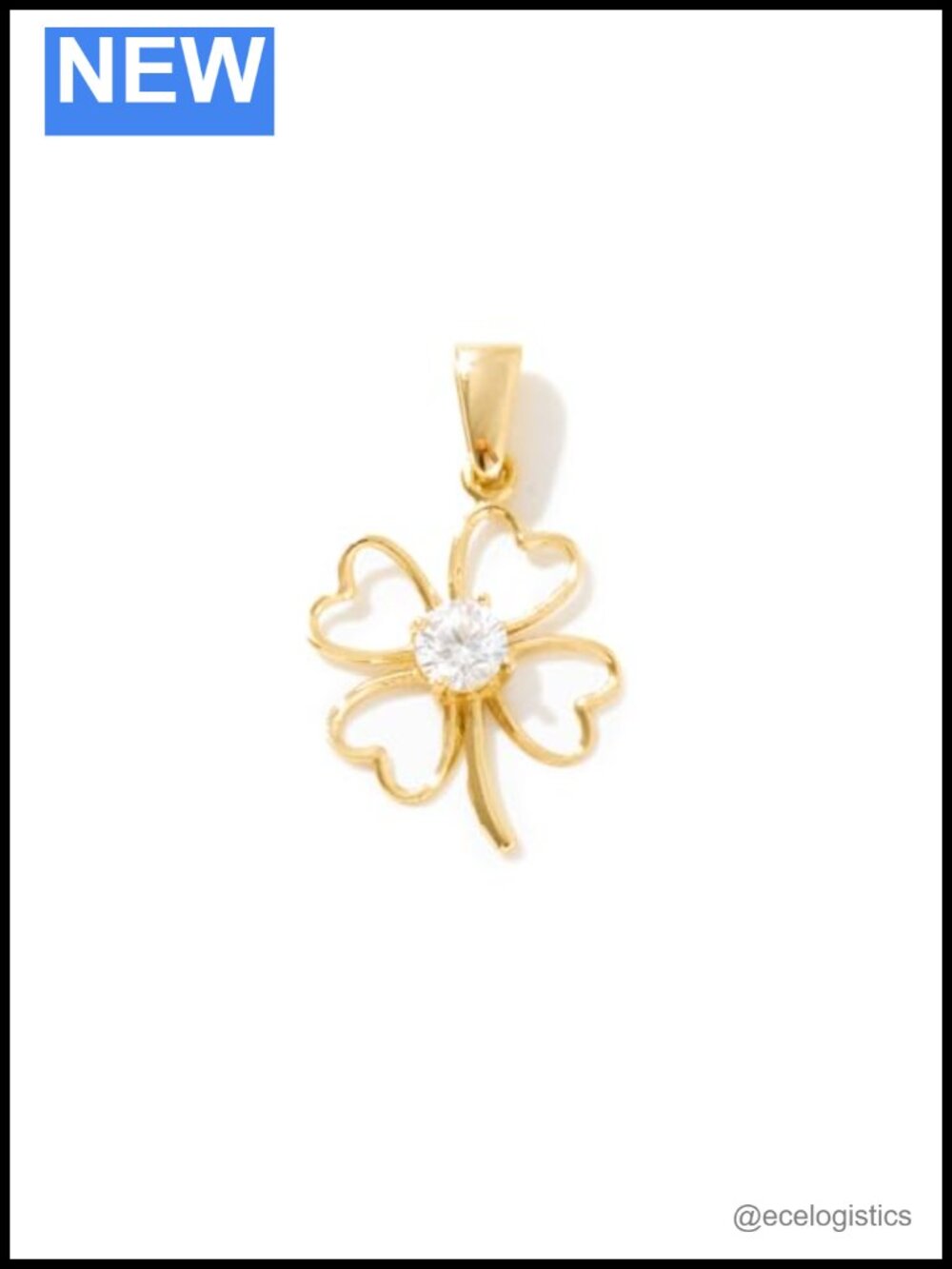14K Solid Gold Four-Leaf Clover Charm Pendant 10mm Cutout Polished